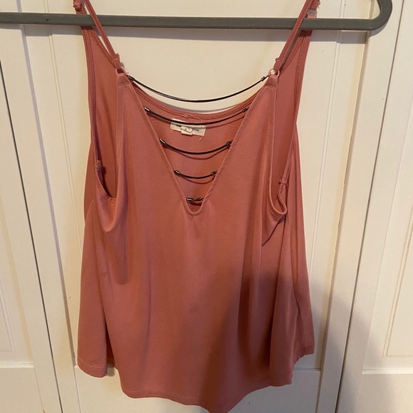 Pink V Neck Tank Top - Picture 1 of 4